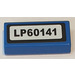 LEGO Blue Tile 1 x 2 with &#039;LP60141&#039; License Plate Sticker with Groove (3069)
