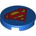 LEGO Blue Tile 2 x 2 Round with Superman Logo with Bottom Stud Holder (14769 / 29388)