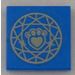 LEGO Blue Tile 2 x 2 with gold paw print Sticker with Groove (3068)