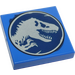 LEGO Blue Tile 2 x 2 with Tyrannosaurus Rex with Groove (3068 / 37848)