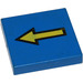 LEGO Blue Tile 2 x 2 with Yellow Arrow with Groove (3068)