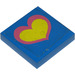 LEGO Blue Tile 2 x 2 without Groove with Yellow Heart Sticker without Groove