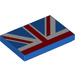 LEGO Blue Tile 2 x 3 with Half of Union Jack Flag (26603 / 100586)