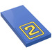 LEGO Blue Tile 2 x 4 with Number &#039;2&#039; Sticker (87079)