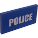 LEGO Blau Fliese 2 x 4 mit &quot;Polizei&quot; Aufkleber (87079)