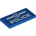LEGO Blue Tile 2 x 4 with White Police and Badge Sign (36103 / 87079)