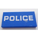LEGO Blue Tile 2 x 4 with White &#039;POLICE&#039; Sticker (87079)