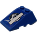 LEGO Blau Keil 4 x 4 Verdreifachen mit Jurassic World Logo und Scratches (Recht) Aufkleber mit Bolzenkerben (48933)