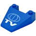 LEGO Blue Wedge 4 x 4 with TV Globe Logo without Stud Notches (4858)