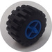 LEGO Blue Wheel Centre Wide with Stub Axles with Tire 21mm D. x 12mm - Offset Tread Small Wide with Band Around Center of Tread