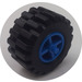 LEGO Blau Wheel Centre Wide with Stub Axles with Tire 21mm D. x 12mm - Offset Tread Small Wide with Slightly Bevelled Edge and no Band