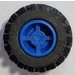 LEGO Blue Wheel Rim Wide Ø11 x 12 with Notched Hole with Tire 21mm D. x 12mm - Offset Tread Small Wide with Slightly Bevelled Edge and no Band