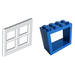 LEGO Blue Window 2 x 4 x 3 Frame with White Pane