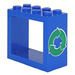 LEGO Blauw Venster 2 x 4 x 3 met Recycling Arrows met afgeronde gaten (4132)