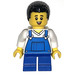LEGO Boy, Bleu Overalls, Noir Cheveux Figurine