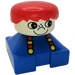 LEGO Boy on 2 x 2 Blue Base with Suspenders, Red Hair, White Head Duplo Figure
