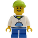 LEGO Boy, Kort Blauw Poten, lime Pet minifiguur