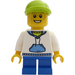 LEGO Boy, Kort Blauw Poten, Limoen Pet Minifiguur