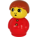 LEGO Boy with red base, red top with buttons and dark orange hair Primo Figure
