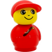 LEGO Boy with red hat and red all in one suit with diagonal zipper Primo Figure