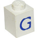 LEGO Steen 1 x 1 met Blauw &quot;G&quot; (3005)