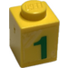 LEGO Backstein 1 x 1 mit Green &quot;1&quot; Aufkleber (3005 / 30071)