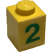 LEGO Steen 1 x 1 met Groen &quot;2&quot; Sticker (3005)