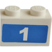 LEGO Brick 1 x 2 with  ‘1’ on Blue  Sticker with Bottom Tube (3004)