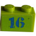 LEGO Brick 1 x 2 with '16' Sticker with Bottom Tube (3004)