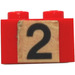 LEGO Brick 1 x 2 with '2' Sticker with Bottom Tube (3004)