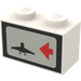 LEGO Brick 1 x 2 with Airplane, Red Arrow, Dark Background (right) Sticker with Bottom Tube (3004 / 93792)