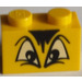 LEGO Brick 1 x 2 with Angry Eyes, Black fringe with Bottom Tube (3004 / 93792)