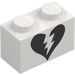 LEGO Brick 1 x 2 with Black Broken Heart with Bottom Tube (3004)