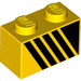 LEGO Steen 1 x 2 met Zwart diagonal lines Rechtsaf met buis aan de onderzijde (3004 / 31917)