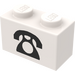 LEGO Brick 1 x 2 with Black Telephone with Bottom Tube (3004)
