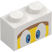 LEGO Brick 1 x 2 with Boomerang Face with Blue Eyes with Bottom Tube (3004 / 94319)