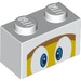LEGO Backstein 1 x 2 mit Boomerang Gesicht mit Blau Augen mit Unterrohr (3004 / 94319)