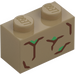 LEGO Brick 1 x 2 with Brown and Green Lines with Bottom Tube (3004 / 106175)