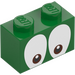 LEGO Brick 1 x 2 with brown eyes looking down with Bottom Tube (3004 / 103766)