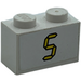 LEGO Brick 1 x 2 with Digital &quot;5&quot; Sticker with Bottom Tube (3004)