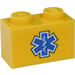 LEGO Brick 1 x 2 with EMT Star of Life Sticker with Bottom Tube (3004)
