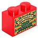 LEGO Brick 1 x 2 with &#039;FRED WEASLEY&#039;S BASIC BLAZE BOX&#039; Sticker with Bottom Tube (3004)