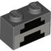 LEGO Steen 1 x 2 met Minecraft Zwart Lines met buis aan de onderzijde (3004 / 37227)