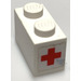 LEGO Brick 1 x 2 with Red Cross Stickers from Set 606-1 with Bottom Tube (3004)