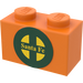 LEGO Brick 1 x 2 with &#039;Santa Fe&#039; and Dark Green Logo Sticker with Bottom Tube (3004)