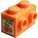 LEGO Kloss 1 x 2 med Knoppar på Ett Sida med Orange och Svart &#039;Naranjitas&#039; Klistermärke (11211)