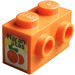 LEGO Backstein 1 x 2 mit Bolzen auf Eins Seite mit Orange und Schwarz &#039;Naranjitas&#039; Aufkleber (11211)