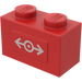 LEGO Brick 1 x 2 with Train Logo Gray Sticker with Bottom Tube (3004)