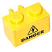 LEGO Ladrillo 1 x 2 con Vertical Clip con &#039;DANGER&#039; Electricity Pegatina con clip abierto &quot;O&quot; (30237)