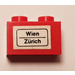 LEGO Brique 1 x 2 avec &#039;Wien - Zurich&#039; Autocollant avec tube inférieur (3004)